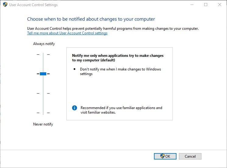 Disable 'Do you want to allow this app to make changes to your device