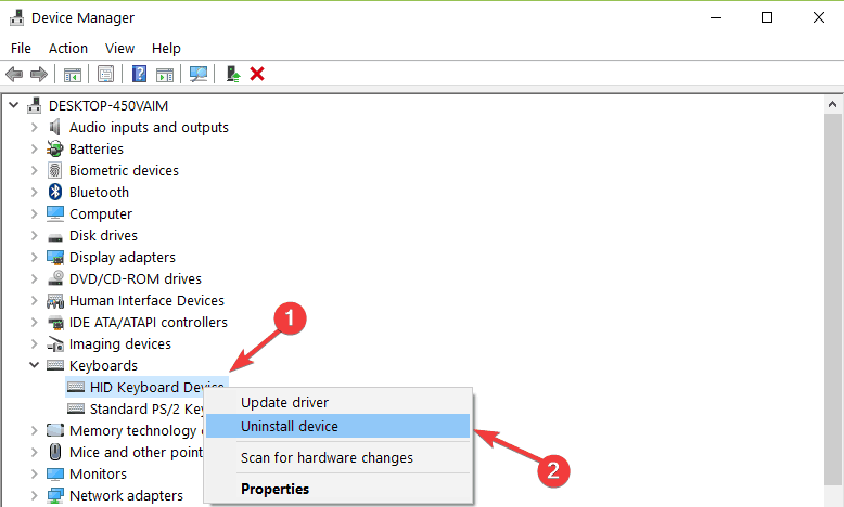 How to uninstall and reinstall the keyboard driver in Windows 10