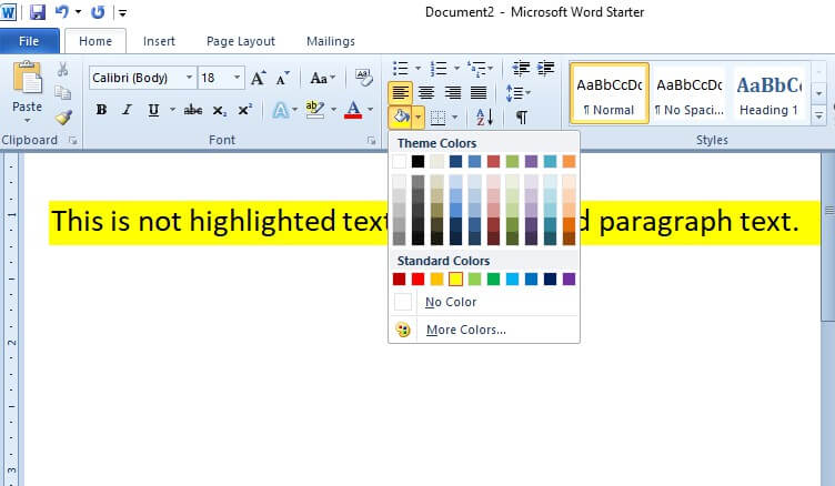Yellow background behind text; Microsoft Community