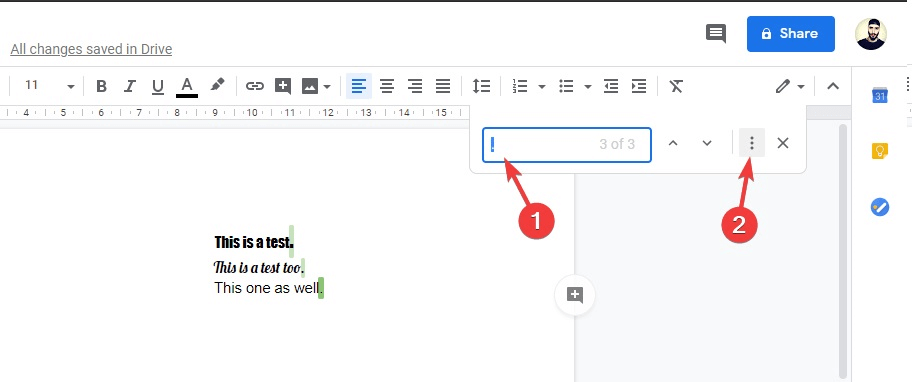 How to make periods bigger in Google Docs