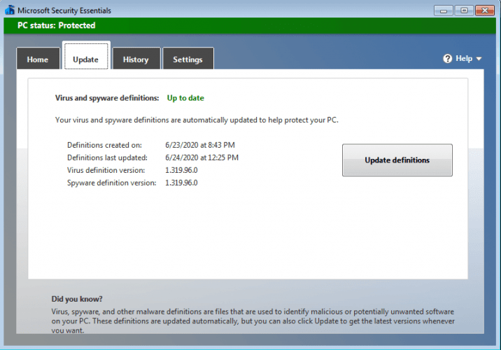 Microsoft Security Essentials Product Information