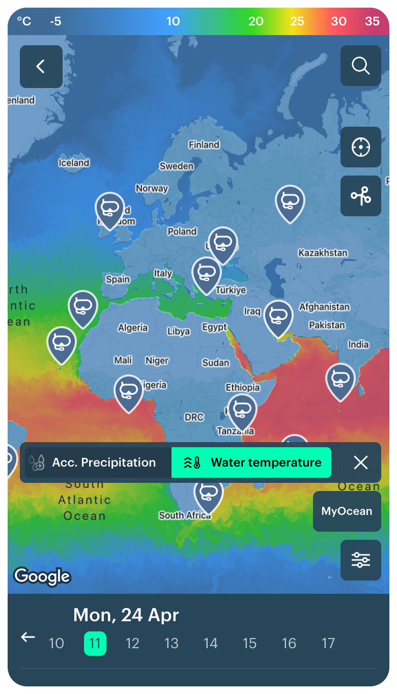 Presenting the Sea Temperature Map Windy.app