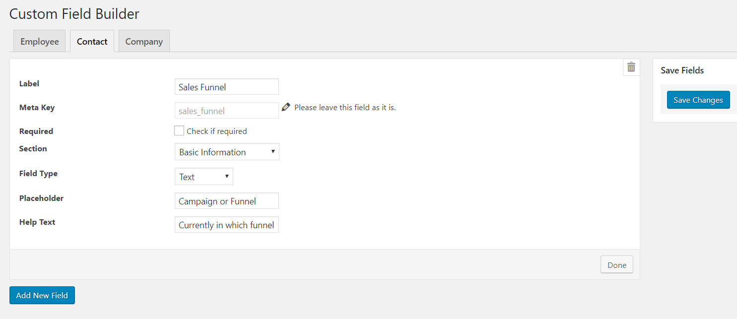 Customize Fields Using WPERP