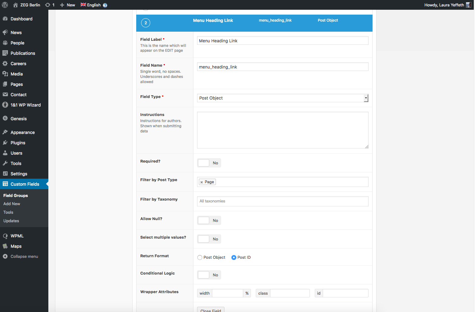 Menus creating using ACF and Flexible Content with Post Objects don't appear WPML