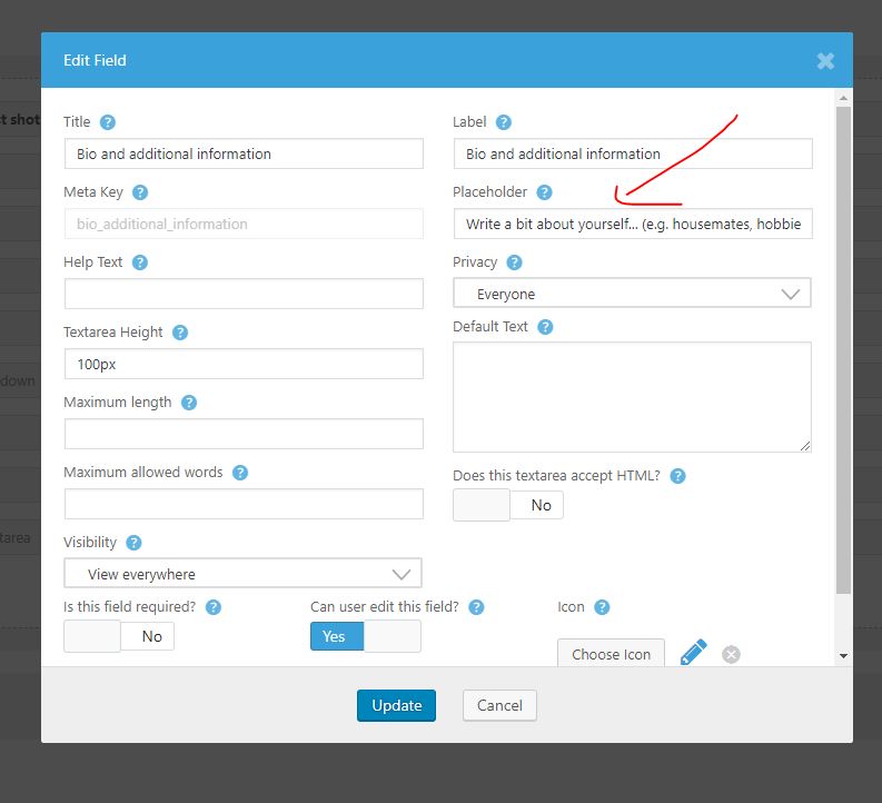 Divider and placeholder texts for Ultimate member do not add in string