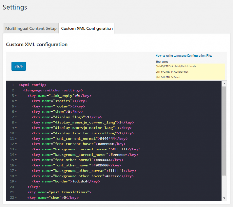 Overriding language configuration files WPML