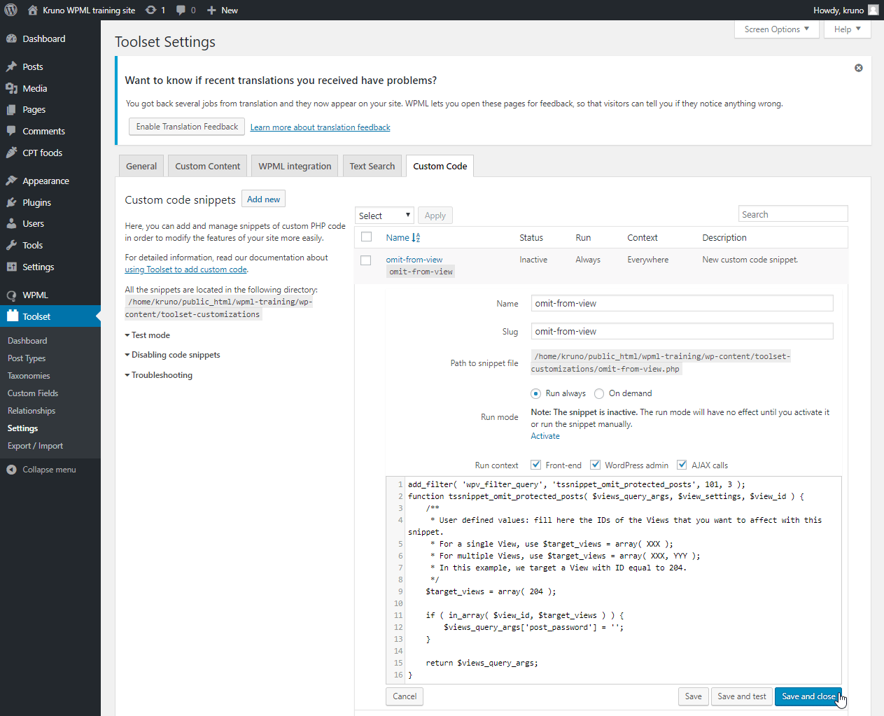 Customize your site with new Custom Code feature WPML