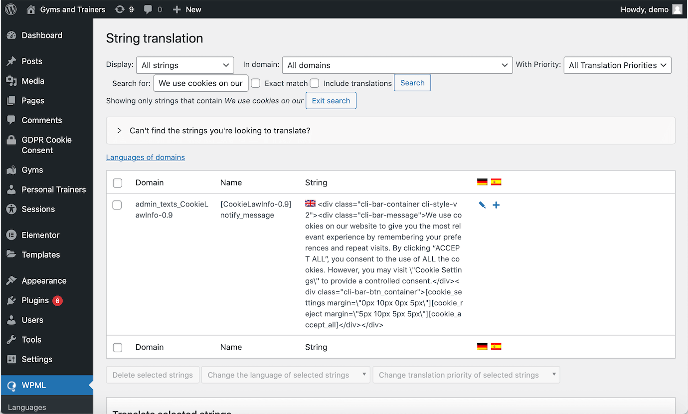 Using WPML to Translate your CookieYes Cookie Message
