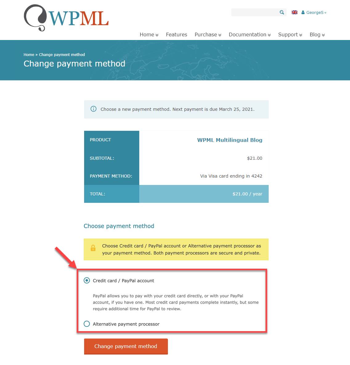 How To Change Your Payment Method WPML