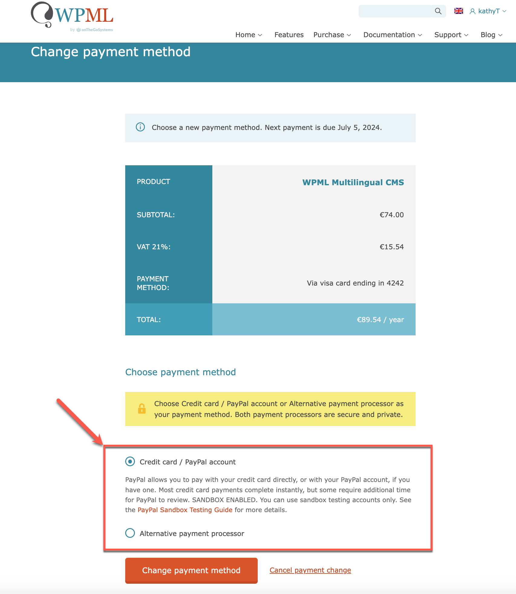 How To Change Your Payment Method WPML