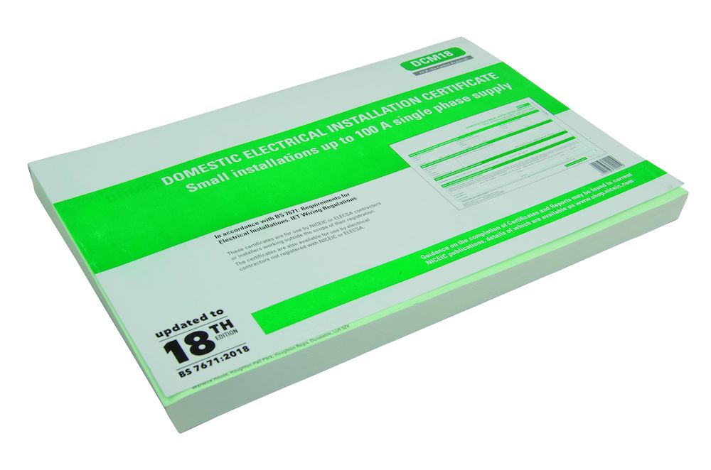 18th Edition Domestic Electrical Installation Certificate DCM18
