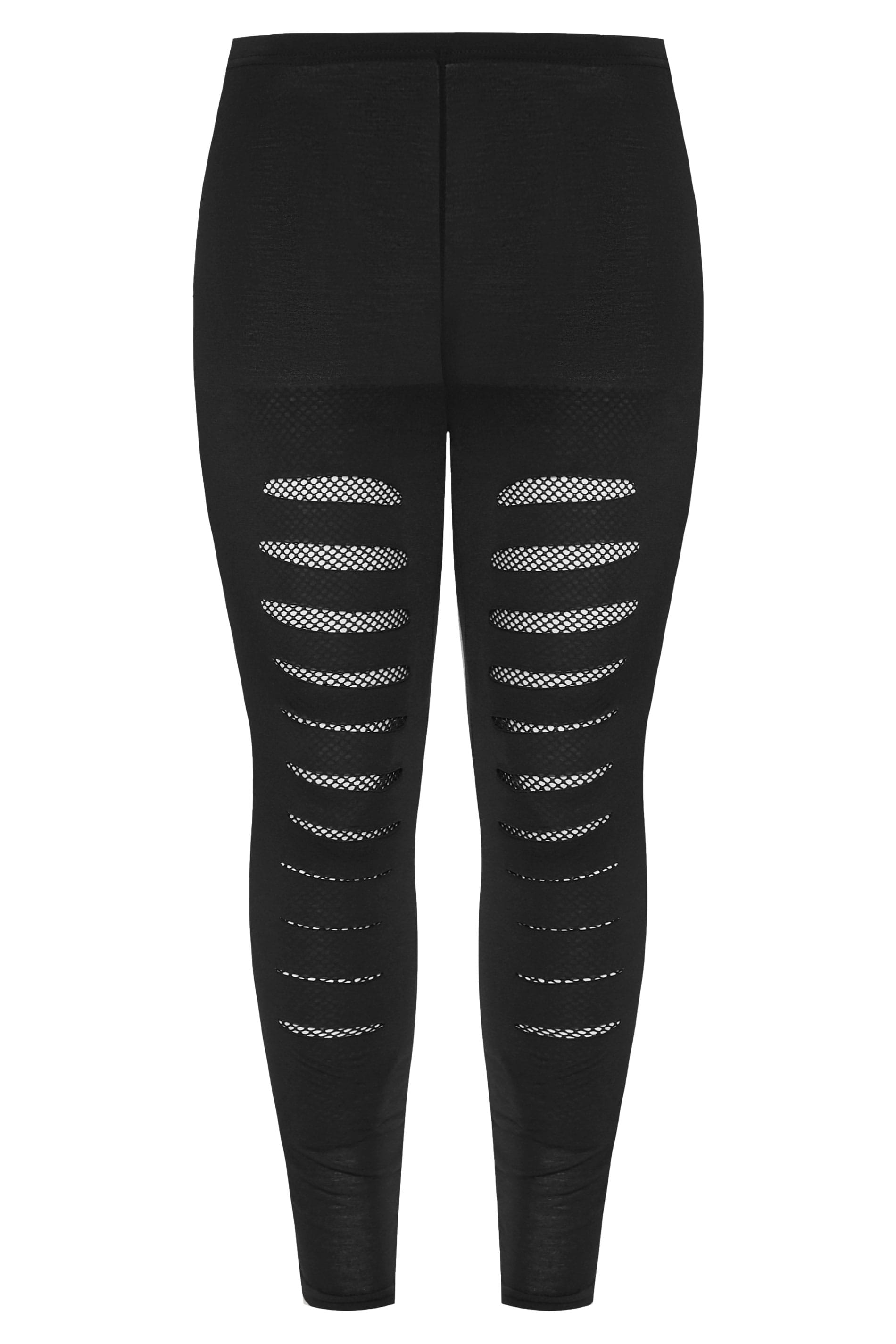 Black Ripped Insert Jersey Leggings Yours Clothing