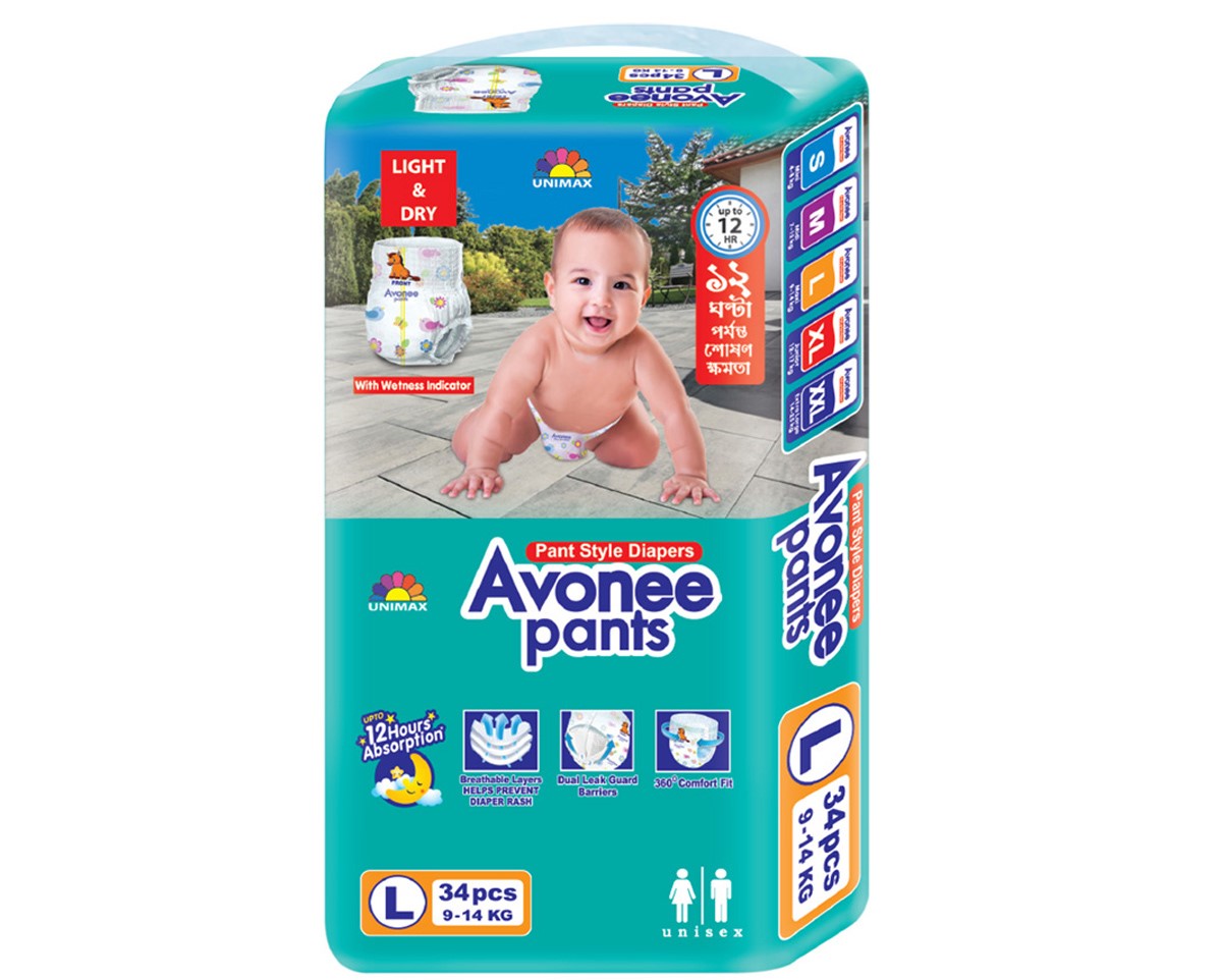 Avonee Pants Diaper L 34 (914 kg), M 40 (712 kg), S 42 (48 kg), XL 32 (1217 kg), XXL 24 (14