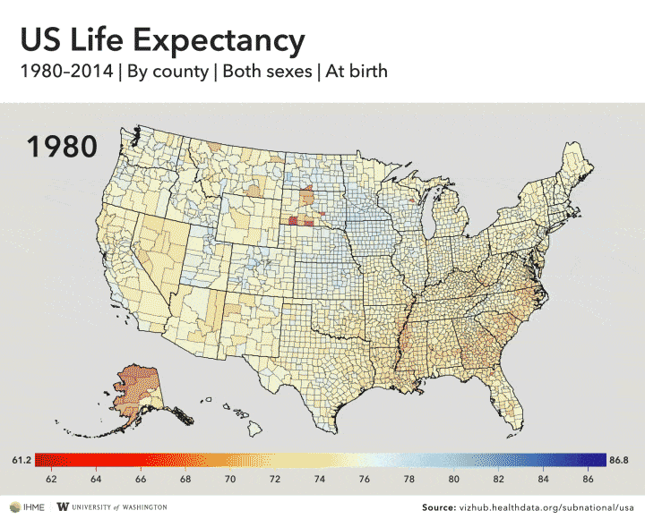 In some U.S. counties, life expectancy can vary by as much as 20 years