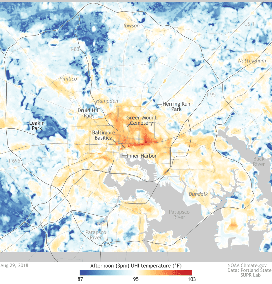 The effect turning our cities into heat islands
