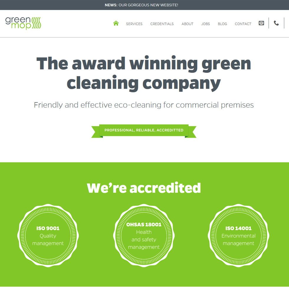 New WordPress website for Green Cleaning Company Zone1 Creative
