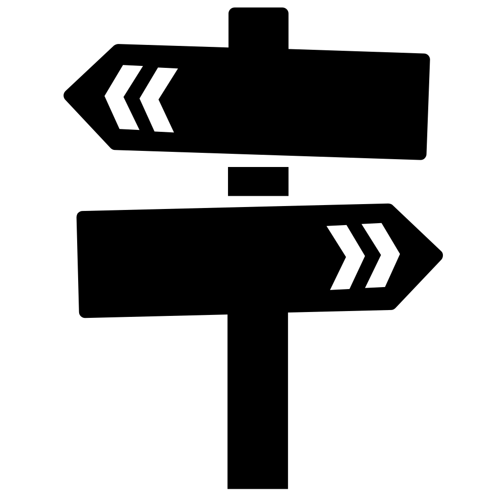 Arrows, direction, direction sign, directions, post, road sign icon