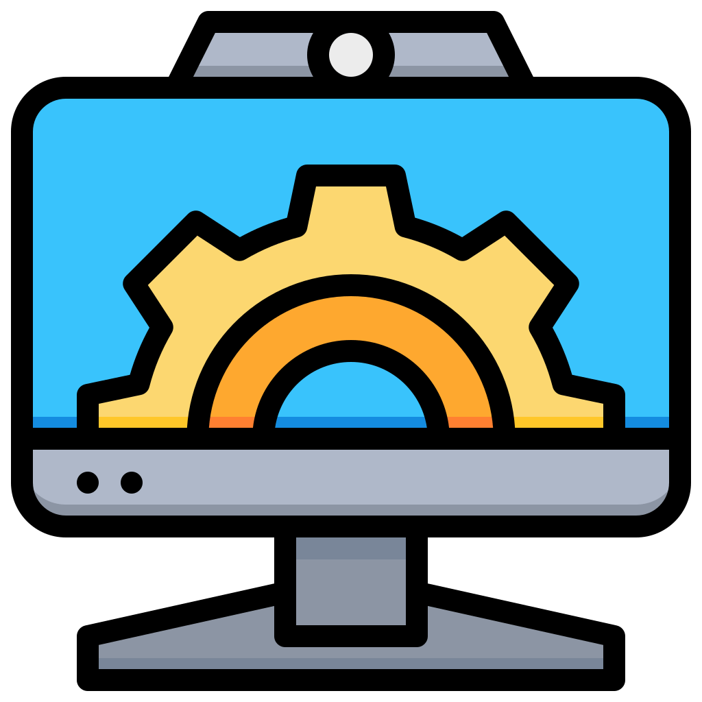 Computer, desktop, gear, monitor, technology icon Download on Iconfinder