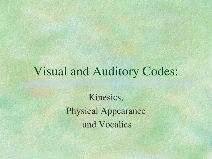 PPT Visual and Auditory Codes PowerPoint Presentation, free download ID1083018