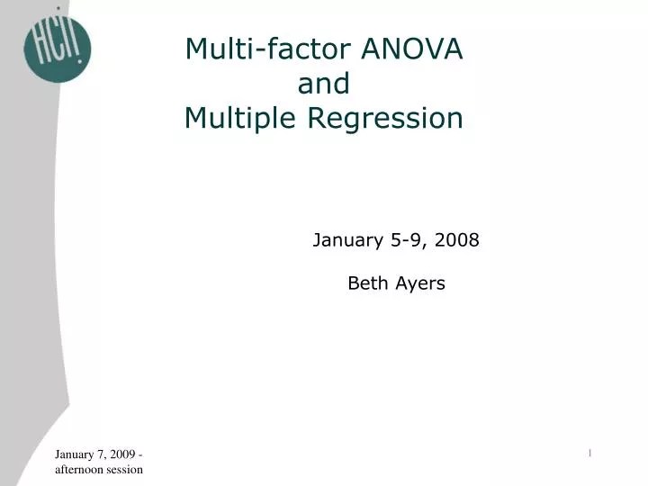 PPT Multifactor ANOVA and Multiple Regression PowerPoint
