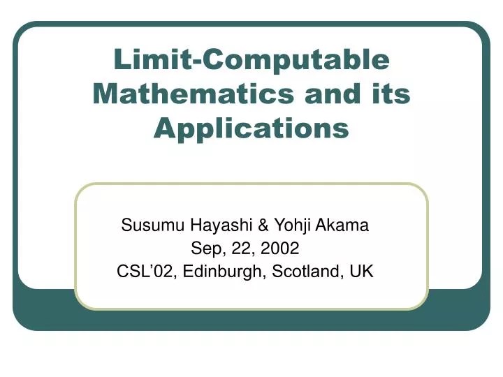 PPT Mathematics and its Applications PowerPoint