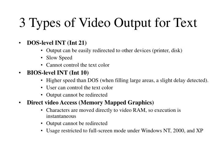 PPT 3 Types of Video Output for Text PowerPoint Presentation, free
