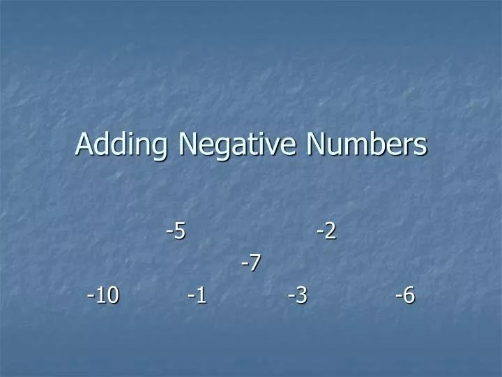 PPT Adding Negative Numbers PowerPoint Presentation, free download