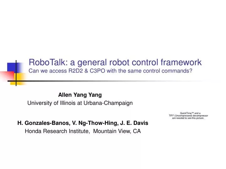PPT RoboTalk a general robot control framework Can we access R2D2