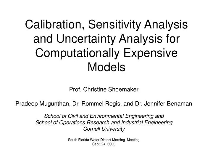 PPT Calibration, Sensitivity Analysis and Uncertainty Analysis for