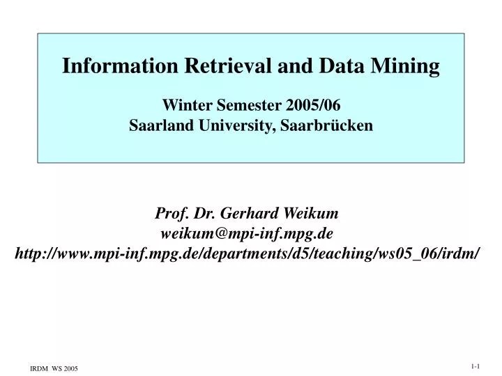 PPT Information Retrieval and Data Mining PowerPoint Presentation