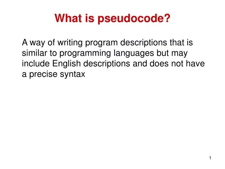 PPT What is pseudocode? PowerPoint Presentation, free download ID
