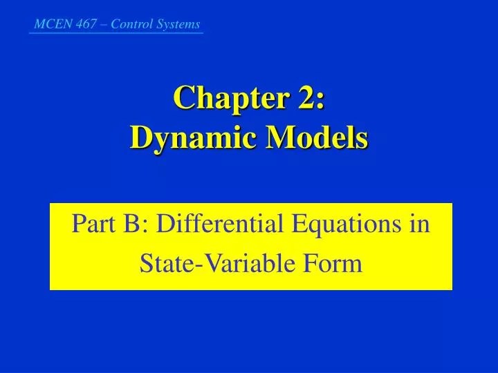 PPT Chapter 2 Dynamic Models PowerPoint Presentation, free download