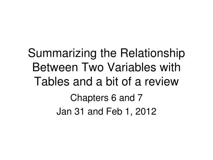 PPT Summarizing the Relationship Between Two Variables with Tables