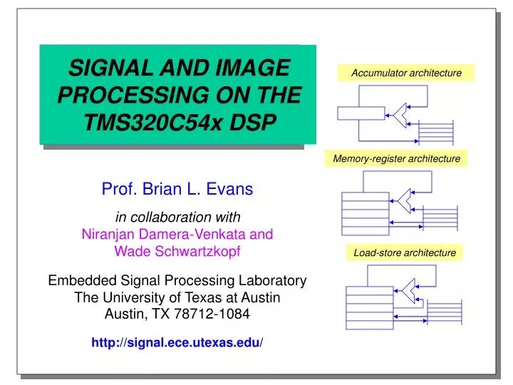 PPT SIGNAL AND IMAGE PROCESSING ON THE TMS320C54x DSP PowerPoint Presentation ID939822