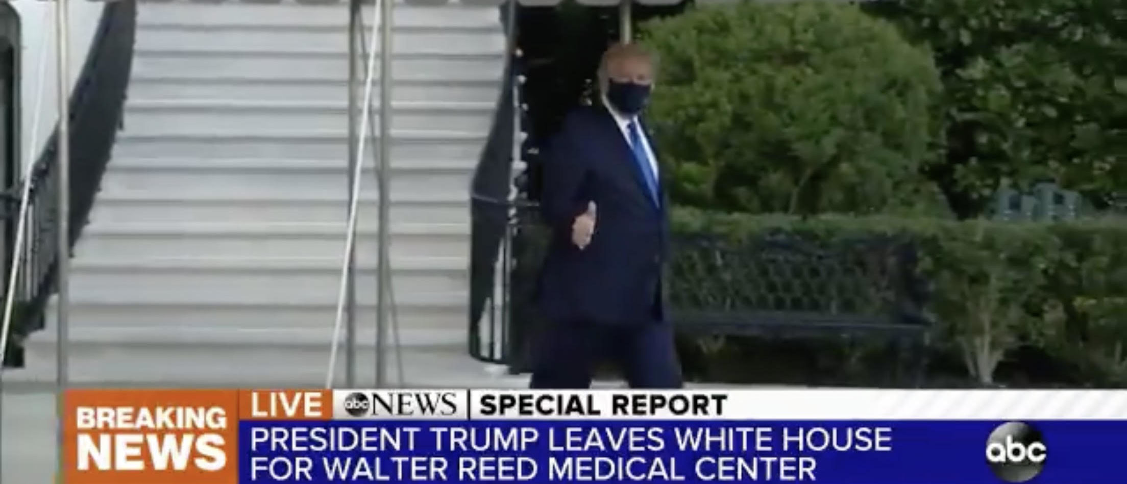 Trump Boards Marine One, Heads To Walter Reed Hospital ‘Out Of An