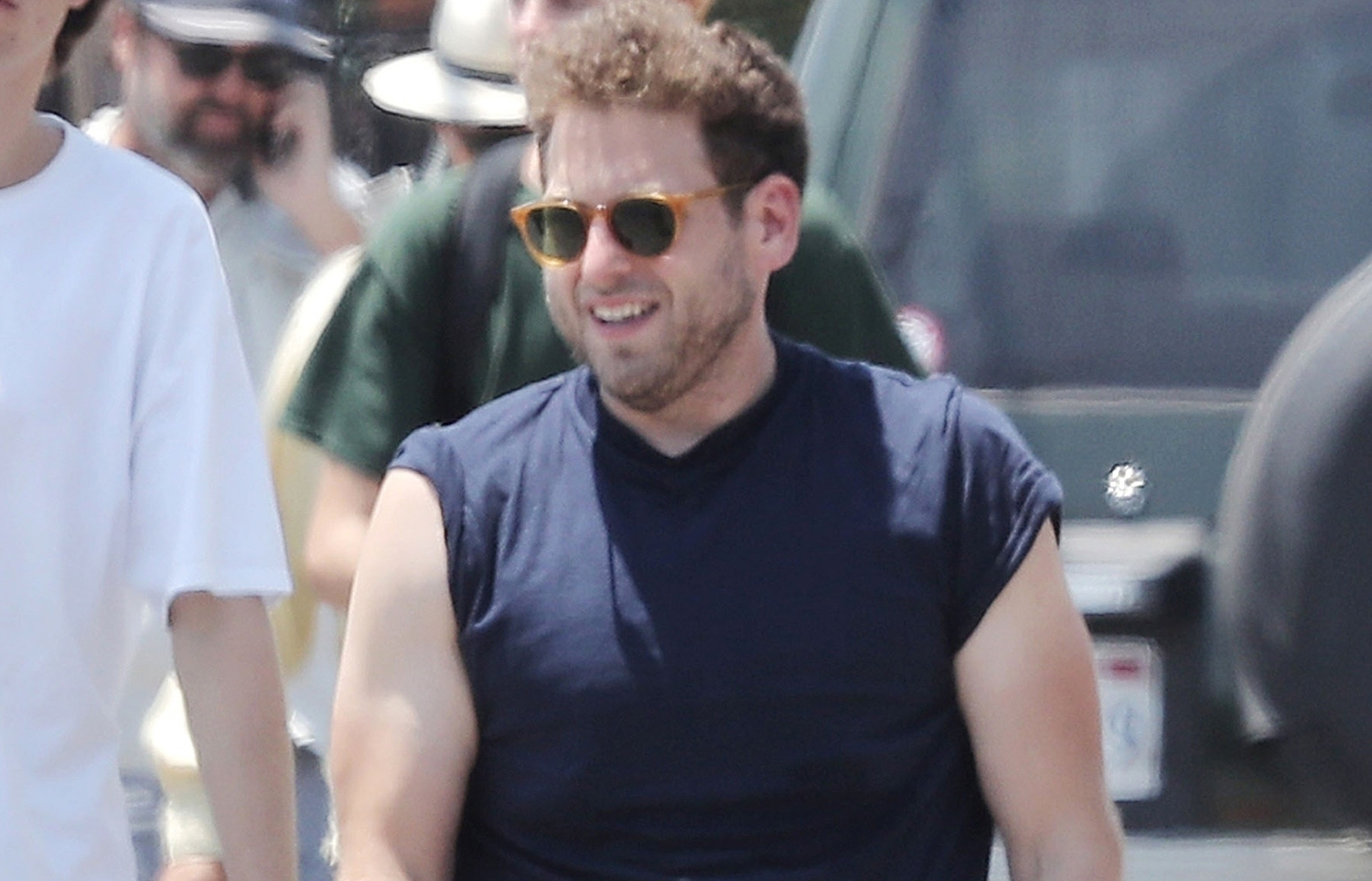 Jonah Hill Shows Off His Buff Biceps on Set of His New Movie Jonah