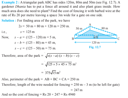 Heron’s Formula Class 9 Notes Chapter 12 Notes