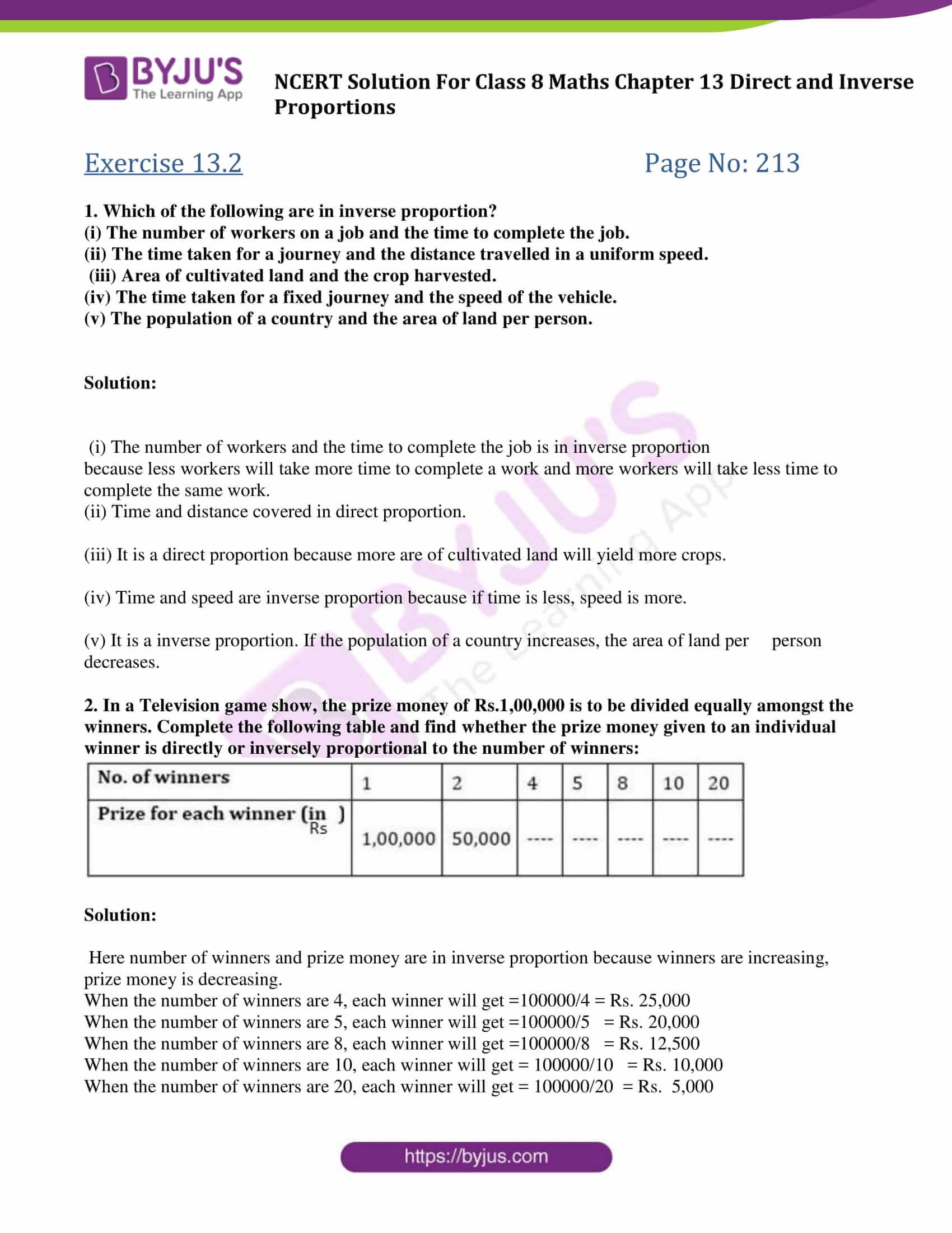 NCERT Solutions for Class 8 Maths Exercise 13.2 of Chapter 13 Direct