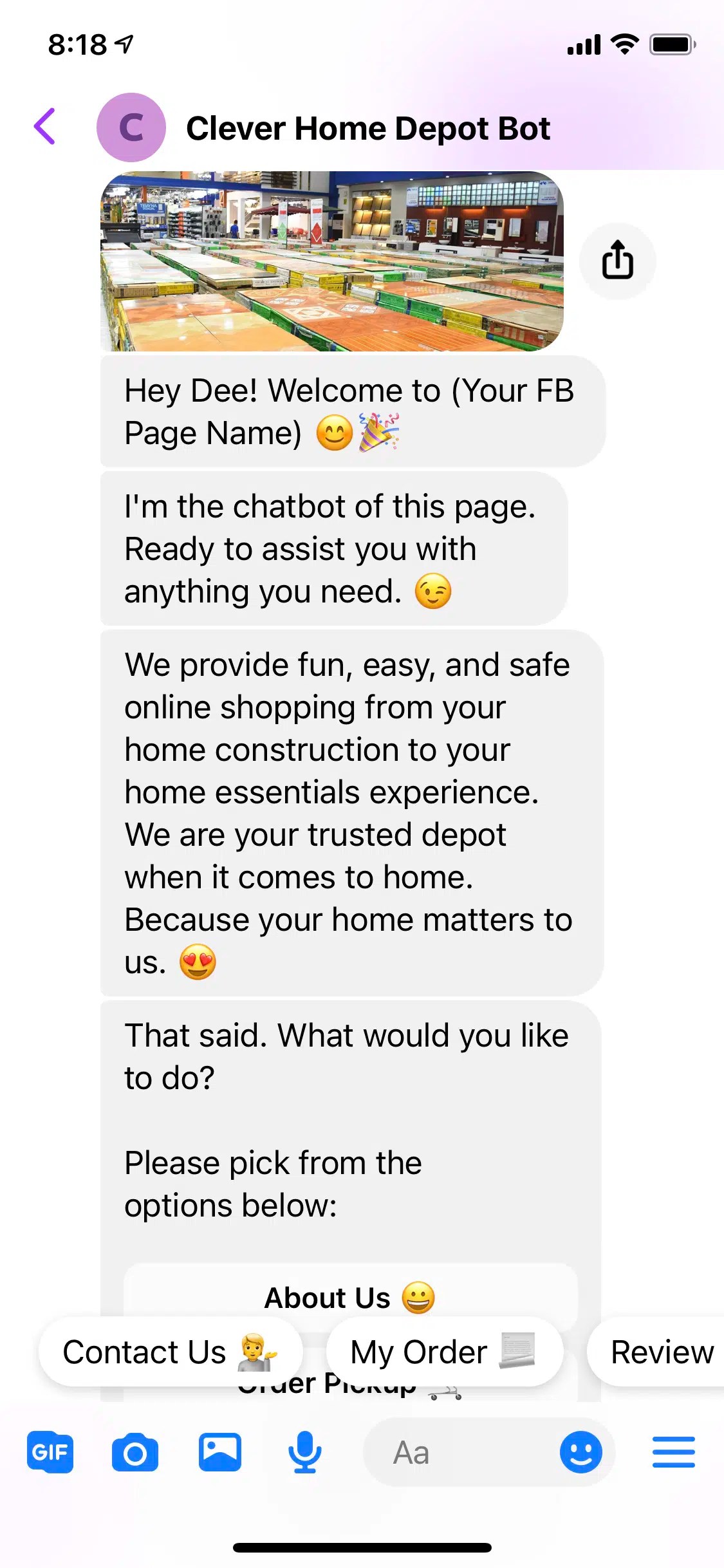 Home Depot Chatbot Template Clepher