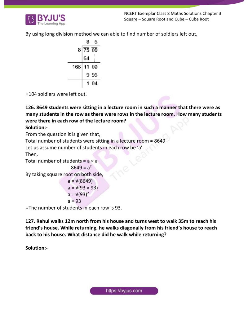 NCERT Exemplar Class 8 Maths Solutions for Chapter 3 Squares And