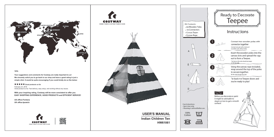 5' Portable Indian Children Sleeping Dome Play Tent - Costway