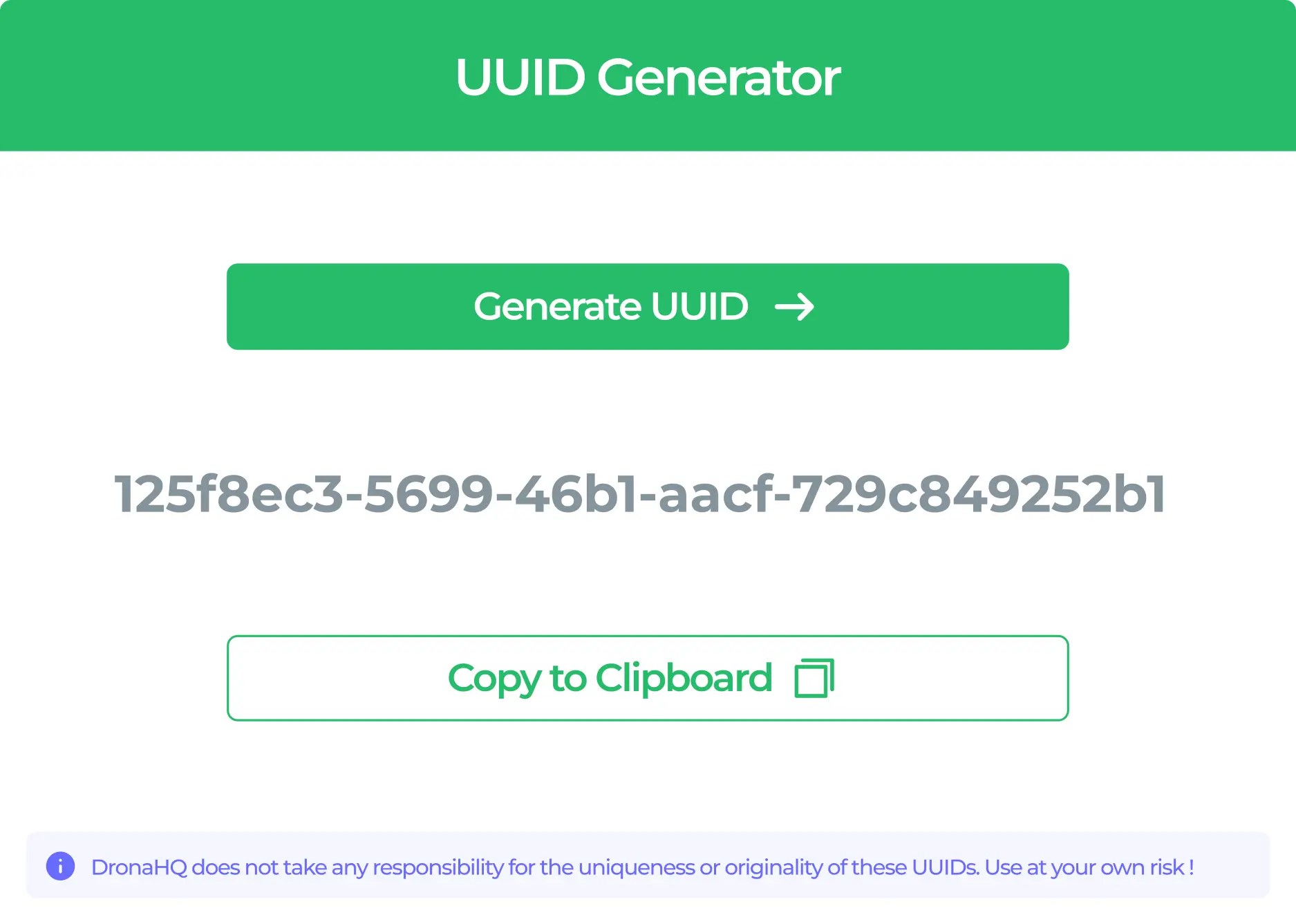 UUID Generator Developer Utilities DronaHQ