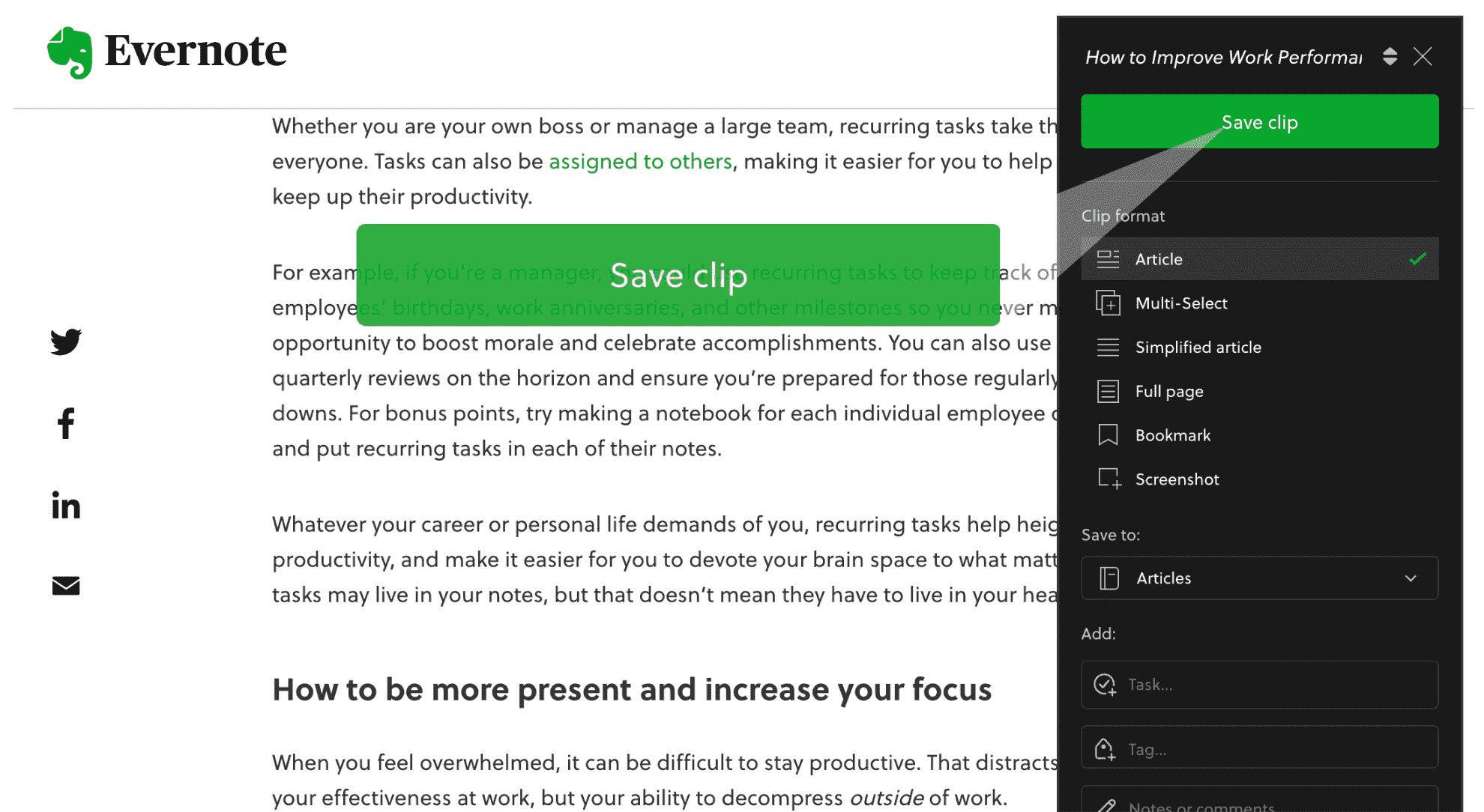 Evernote  Clipper Kurzanleitung Evernote Hilfe und Schulung