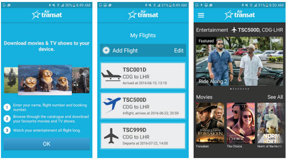 Air Transat CinePlus B App Now Available For Android Devices Too