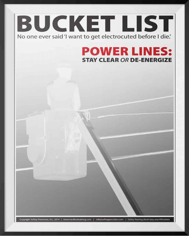 Bucket Truck Safety Poster Electrocution Hard Hat Training