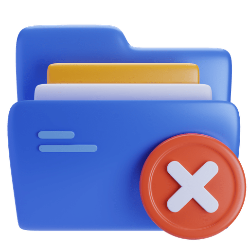 Delete, folder, remove folder, document, data 3D illustration