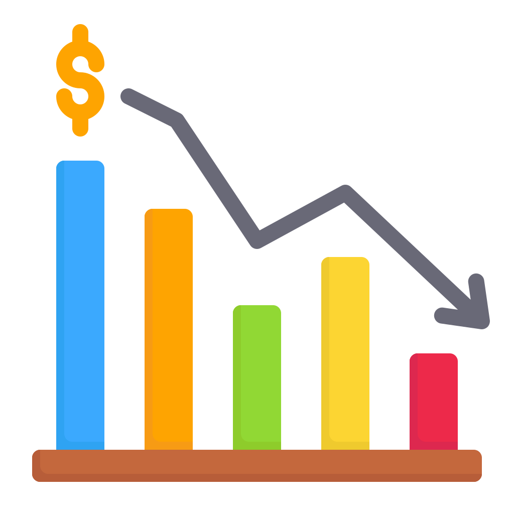 Loss, decrease, low, dollar, economy, crisis, graph icon Download on