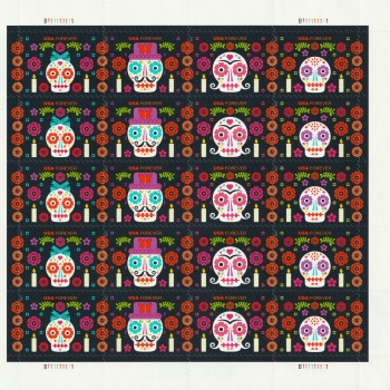 Solve Day of the Dead Stamp jigsaw puzzle online with 49 pieces