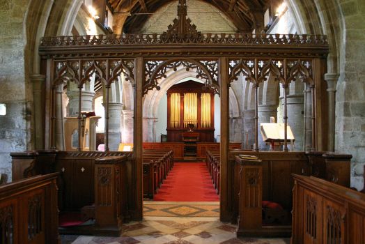 Solve Kinlet parish church and organ, England jigsaw puzzle online with