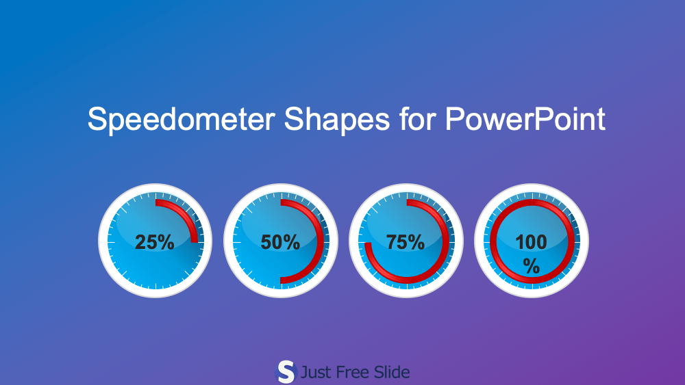 Free Speedometer Gauge Shapes for PowerPoint(12 slides) Just Free Slide
